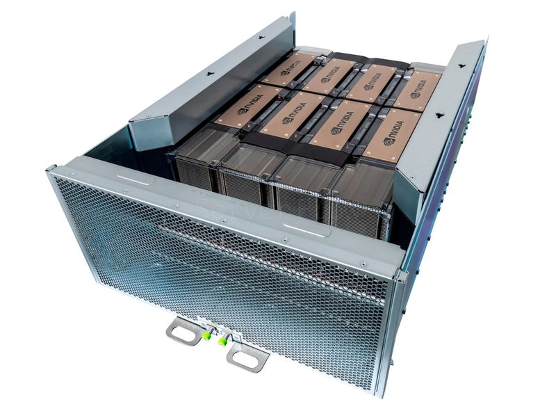 Eight Nvidia H100 SXM GPUs in a server tray